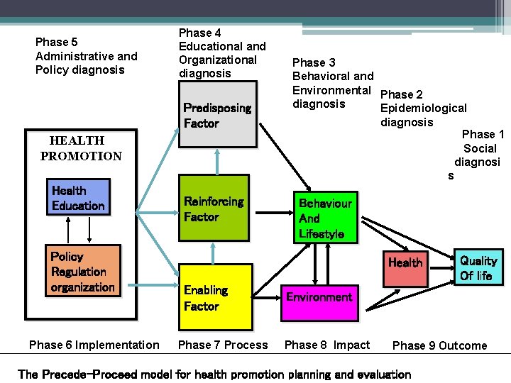 Phase 5 Administrative and Policy diagnosis Phase 4 Educational and Organizational diagnosis Predisposing Factor