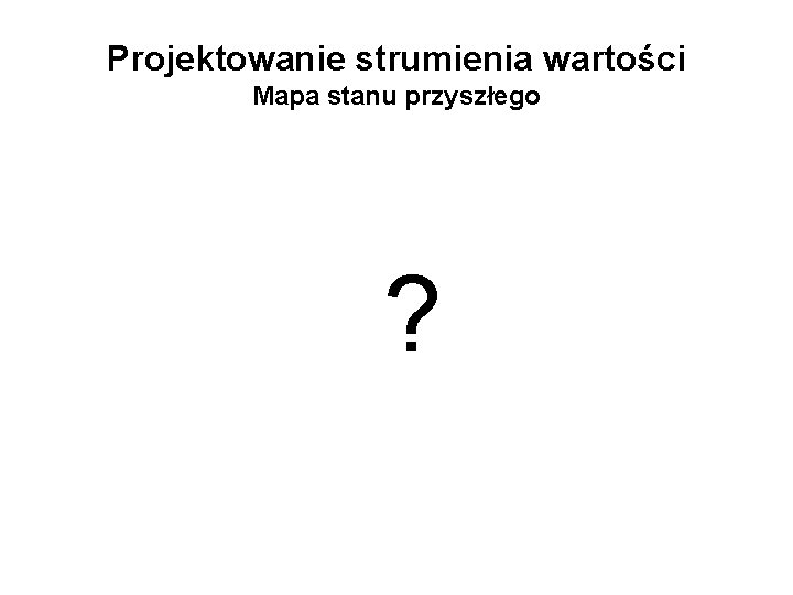 Projektowanie strumienia wartości Mapa stanu przyszłego ? 