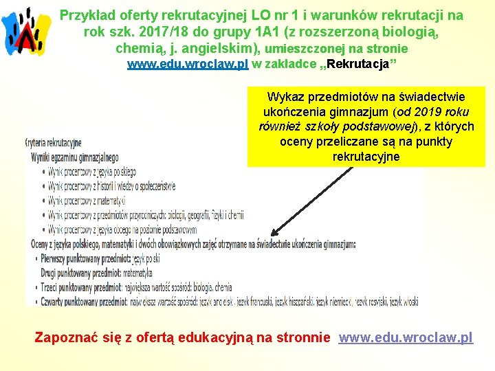 Przykład oferty rekrutacyjnej LO nr 1 i warunków rekrutacji na rok szk. 2017/18 do