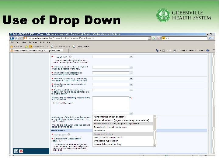 Use of Drop Down 