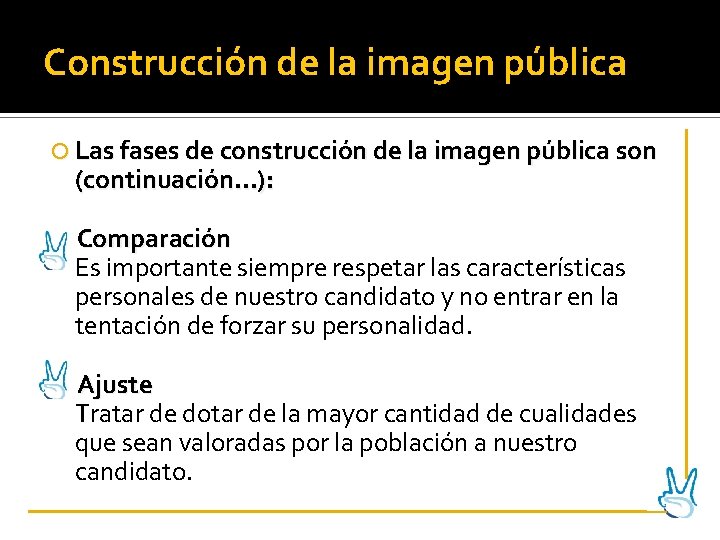 Construcción de la imagen pública Las fases de construcción de la imagen pública son