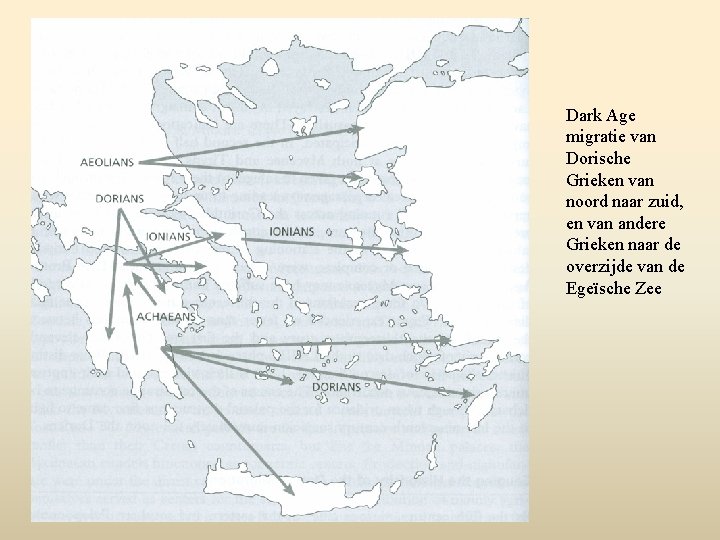 Dark Age migratie van Dorische Grieken van noord naar zuid, en van andere Grieken