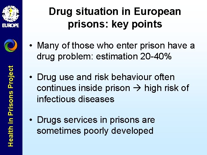 Drug situation in European prisons: key points Health in Prisons Project • Many of