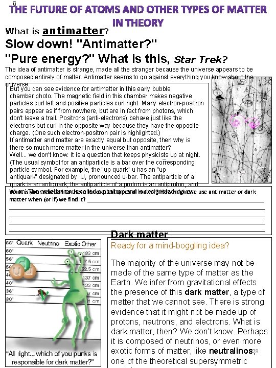 What is antimatter? Slow down! "Antimatter? " "Pure energy? " What is this, Star