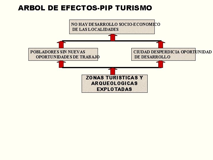 ARBOL DE EFECTOS-PIP TURISMO NO HAY DESARROLLO SOCIO-ECONOMICO DE LAS LOCALIDADES POBLADORES SIN NUEVAS