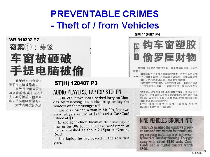 PREVENTABLE CRIMES - Theft of / from Vehicles 