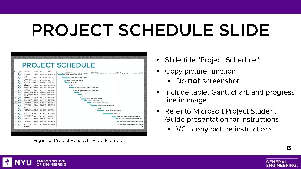 PROJECT SCHEDULE SLIDE • Slide title “Project Schedule” • Copy picture function • Do