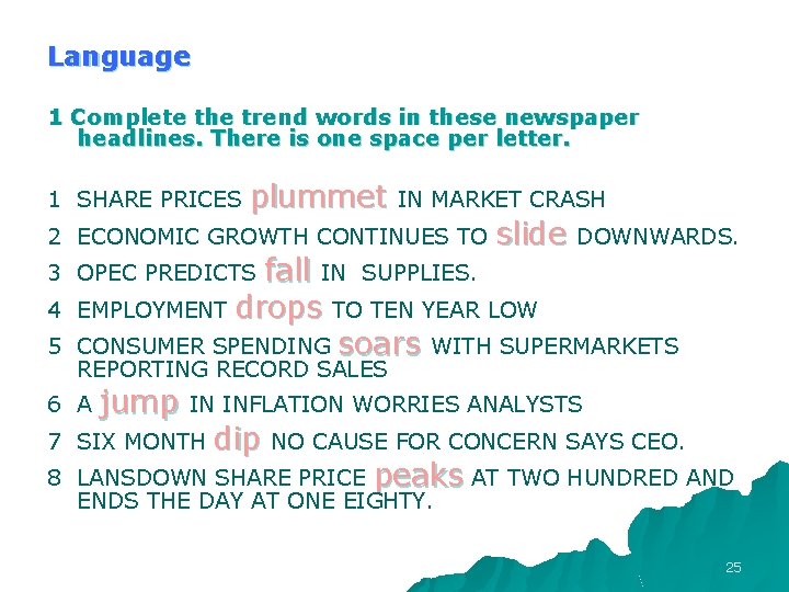 Language 1 Complete the trend words in these newspaper headlines. There is one space