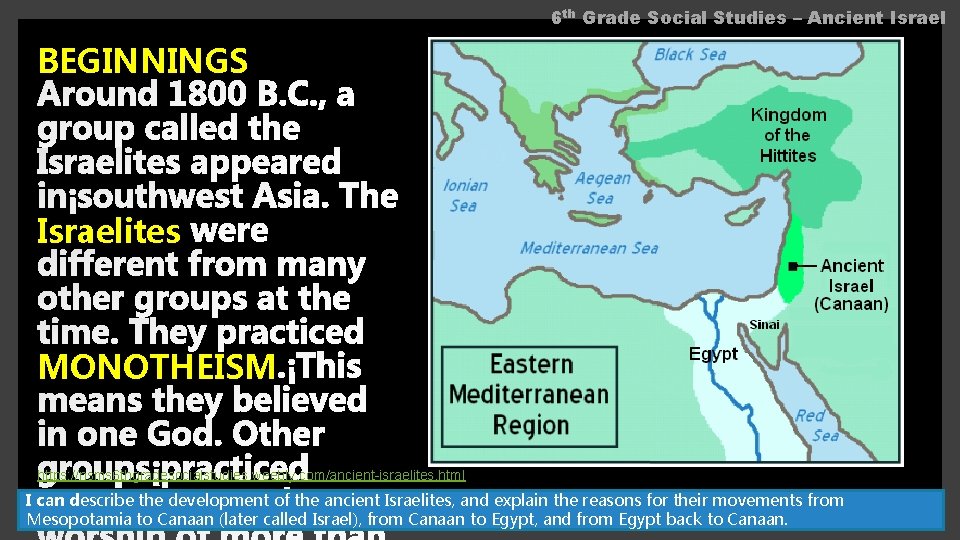 6 th Grade Social Studies – Ancient Israel BEGINNINGS Israelites MONOTHEISM https: //nsms 6