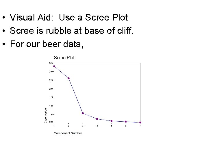  • Visual Aid: Use a Scree Plot • Scree is rubble at base