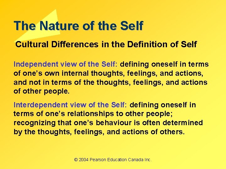 The Nature of the Self Cultural Differences in the Definition of Self Independent view The Nature of the Self Cultural Differences in the Definition of Self Independent view