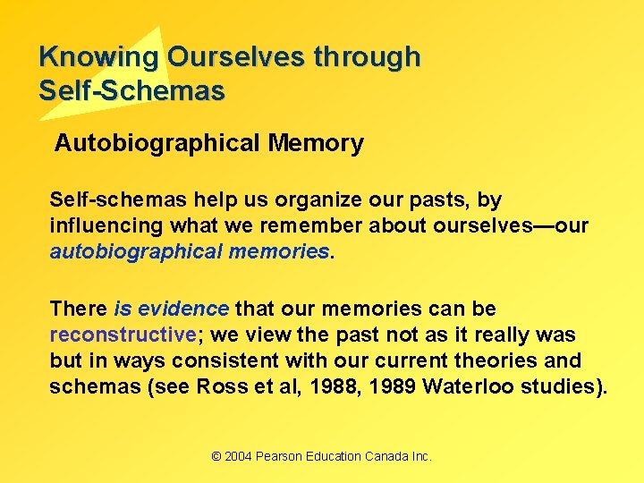 Knowing Ourselves through Self-Schemas Autobiographical Memory Self-schemas help us organize our pasts, by influencing Knowing Ourselves through Self-Schemas Autobiographical Memory Self-schemas help us organize our pasts, by influencing