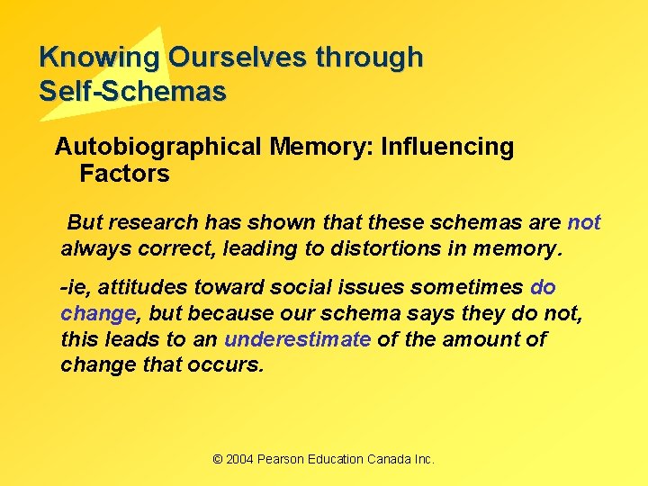 Knowing Ourselves through Self-Schemas Autobiographical Memory: Influencing Factors But research has shown that these Knowing Ourselves through Self-Schemas Autobiographical Memory: Influencing Factors But research has shown that these