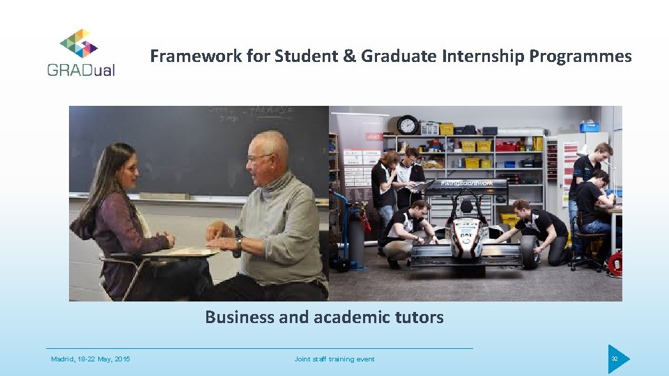 Framework for Student & Graduate Internship Programmes Business and academic tutors Madrid, 18 -22