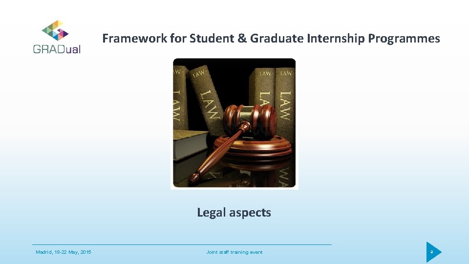 Framework for Student & Graduate Internship Programmes Legal aspects Madrid, 18 -22 May, 2015