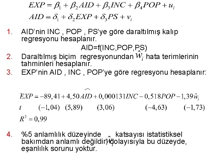 1. 2. 3. 4. AID’nin INC , POP , PS’ye göre daraltılmış kalıp regresyonu