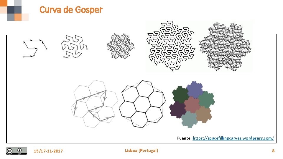 Curva de Gosper Fuente: https: //spacefillingcurves. wordpress. com/ 15/17 -11 -2017 Lisboa (Portugal) 8