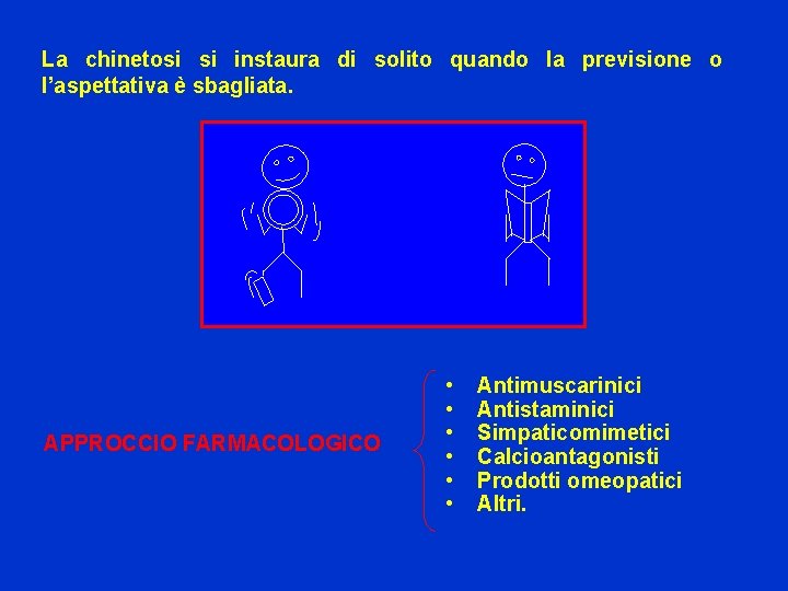 La chinetosi si instaura di solito quando la previsione o l’aspettativa è sbagliata. APPROCCIO