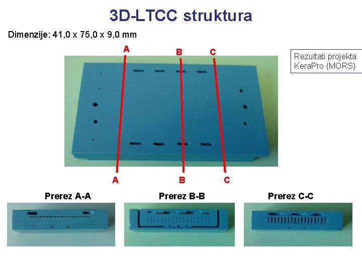 3 D-LTCC struktura Dimenzije: 41, 0 x 75, 0 x 9, 0 mm A