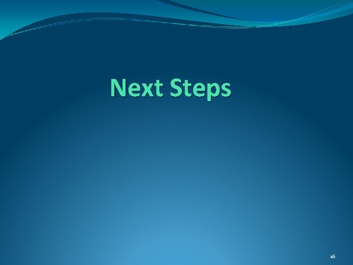 Next Steps 16 Next Steps 16