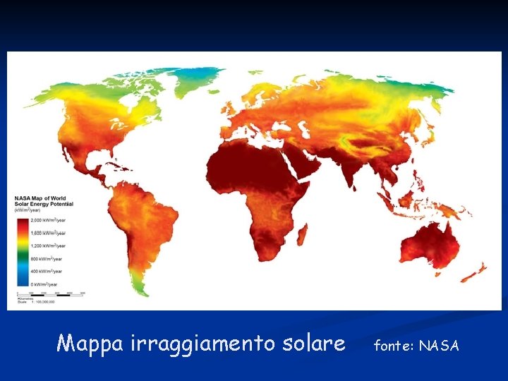 Mappa irraggiamento solare fonte: NASA 