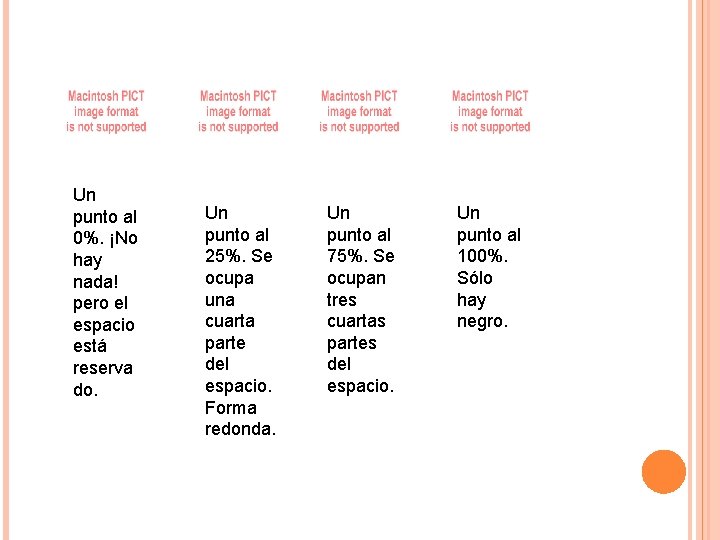 Un punto al 0%. ¡No hay nada! pero el espacio está reserva do. Un