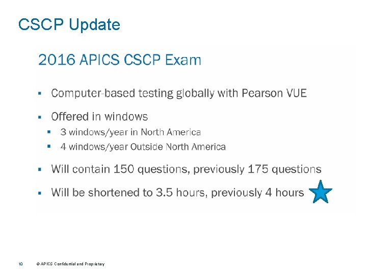 CSCP Update 10 © APICS Confidential and Proprietary 