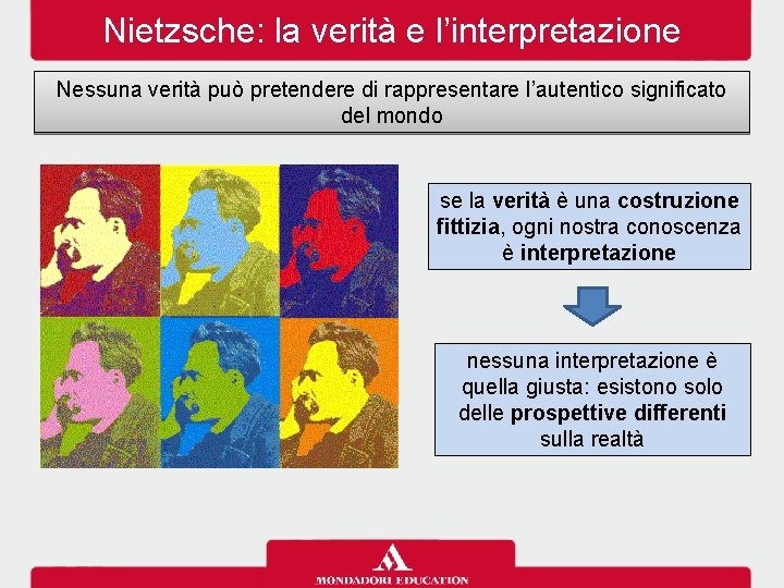 Nietzsche: la verità e l’interpretazione Nessuna verità può pretendere di rappresentare l’autentico significato del