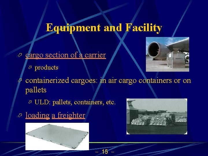 Equipment and Facility ö cargo section of a carrier ö ö containerized cargoes: in