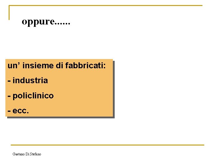 oppure. . . un’ insieme di fabbricati: - industria - policlinico - ecc. Gaetano