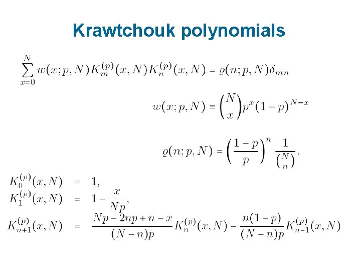 Krawtchouk polynomials 