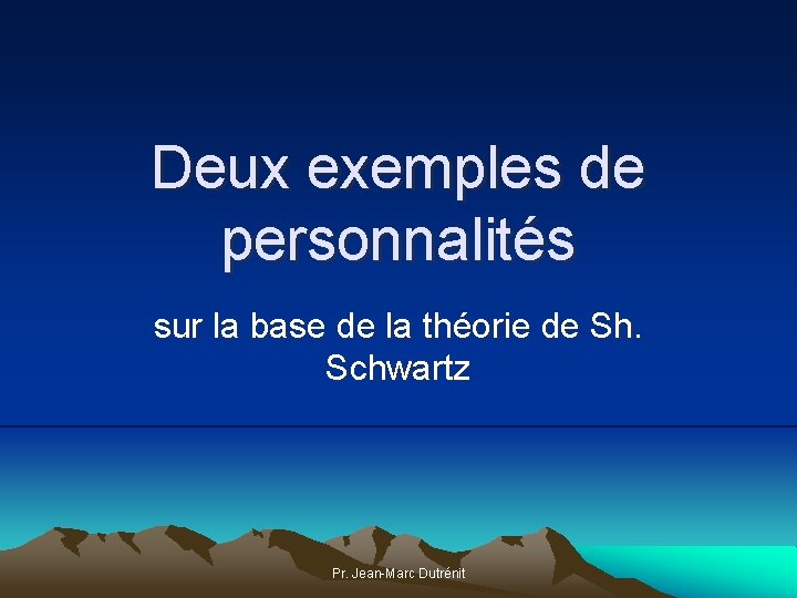 Deux exemples de personnalités sur la base de la théorie de Sh. Schwartz Pr.