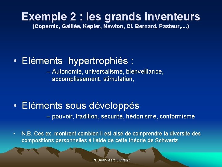 Exemple 2 : les grands inventeurs (Copernic, Galilée, Kepler, Newton, Cl. Bernard, Pasteur, .