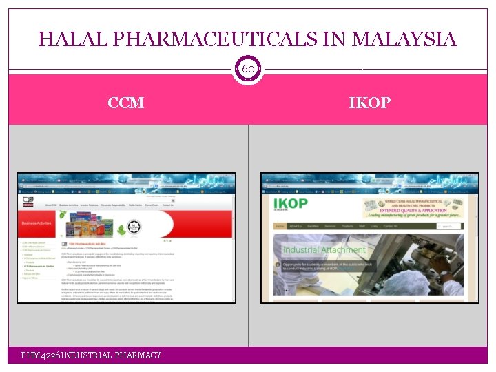 HALAL PHARMACEUTICALS IN MALAYSIA 60 CCM PHM 4226 INDUSTRIAL PHARMACY IKOP HALAL PHARMACEUTICALS IN MALAYSIA 60 CCM PHM 4226 INDUSTRIAL PHARMACY IKOP