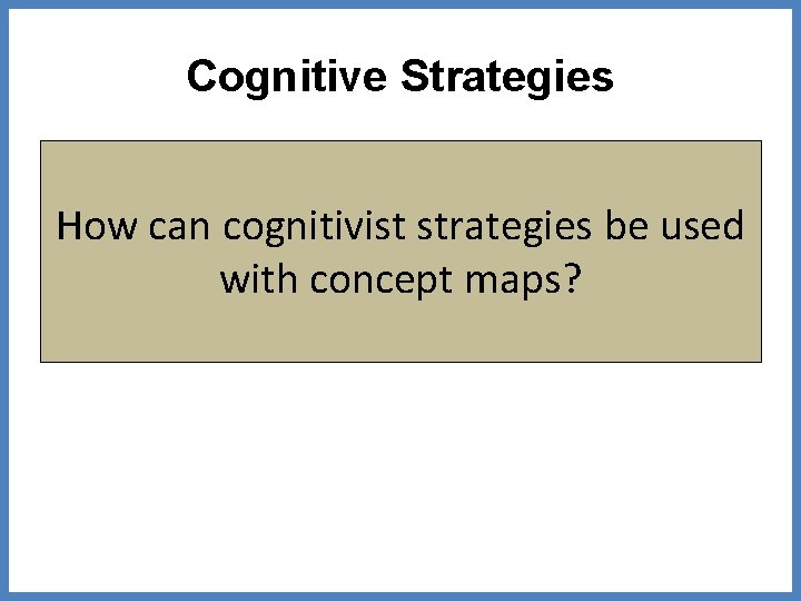 Cognitive Strategies How can cognitivist strategies be used with concept maps? 