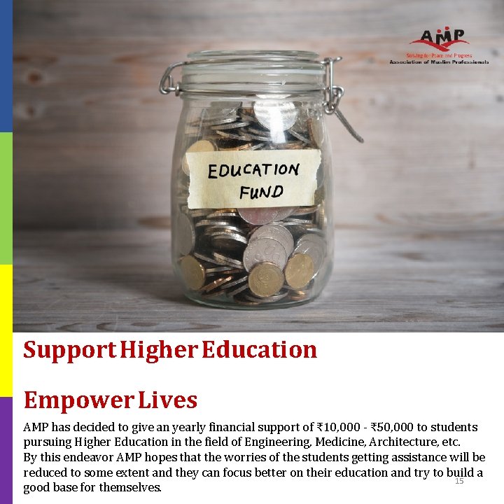 Support Higher Education Empower Lives AMP has decided to give an yearly financial support