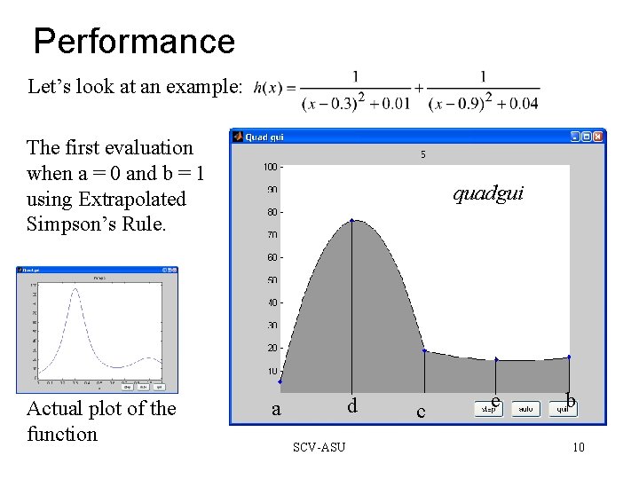 Performance Let’s look at an example: The first evaluation when a = 0 and