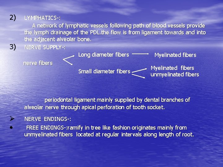 2) 3) LYMPHATICS-: A network of lymphatic vessels following path of blood vessels provide