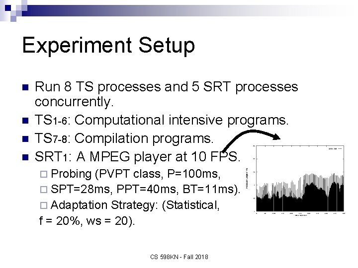 Experiment Setup n n Run 8 TS processes and 5 SRT processes concurrently. TS