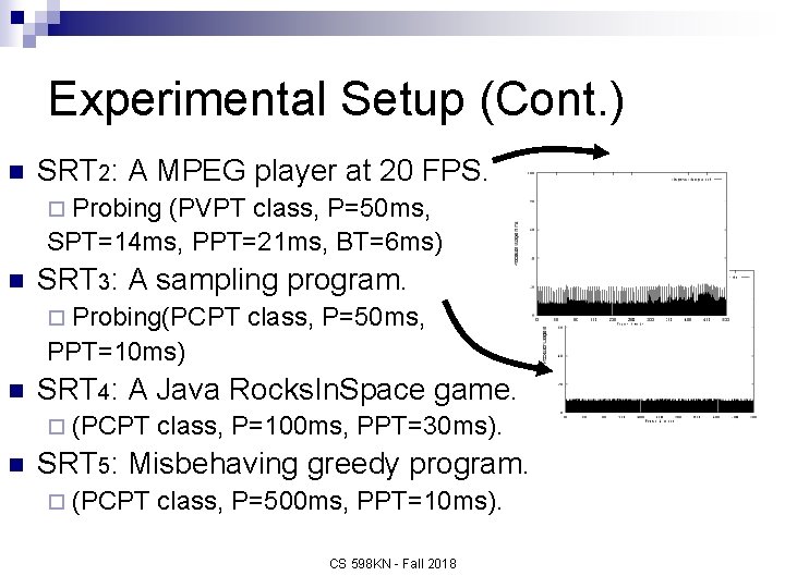 Experimental Setup (Cont. ) n SRT 2: A MPEG player at 20 FPS. ¨