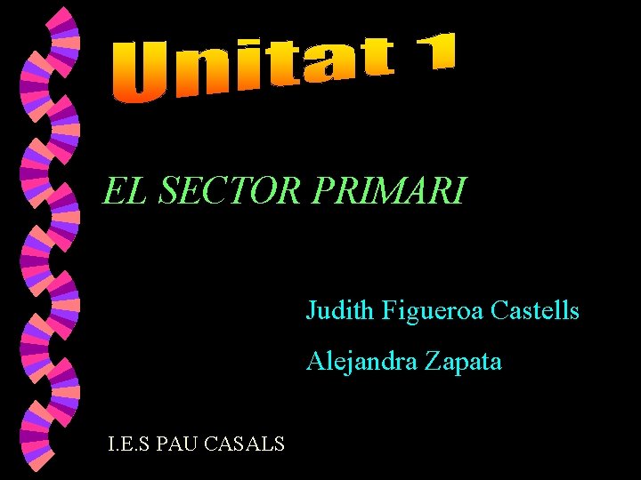 EL SECTOR PRIMARI Judith Figueroa Castells Alejandra Zapata I. E. S PAU CASALS 
