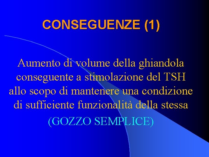 CONSEGUENZE (1) Aumento di volume della ghiandola conseguente a stimolazione del TSH allo scopo