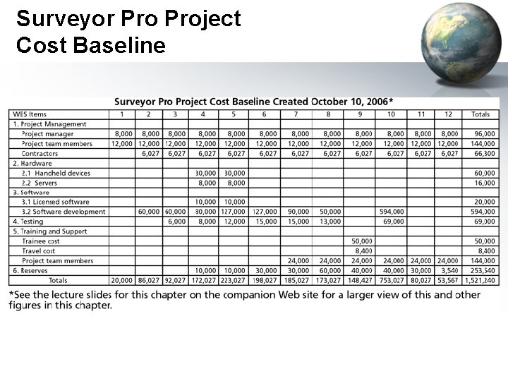 Surveyor Project Cost Baseline 