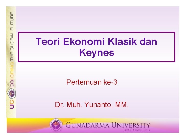 Teori Ekonomi Klasik dan Keynes Pertemuan ke-3 Dr. Muh. Yunanto, MM. 