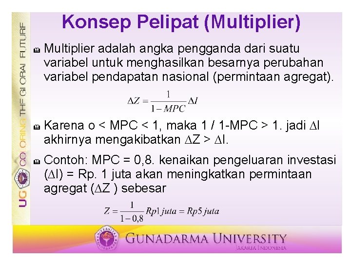 Konsep Pelipat (Multiplier) & & & Multiplier adalah angka pengganda dari suatu variabel untuk