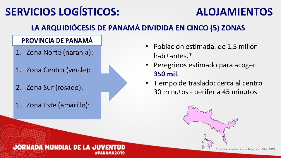 SERVICIOS LOGÍSTICOS: ALOJAMIENTOS LA ARQUIDIÓCESIS DE PANAMÁ DIVIDIDA EN CINCO (5) ZONAS PROVINCIA DE