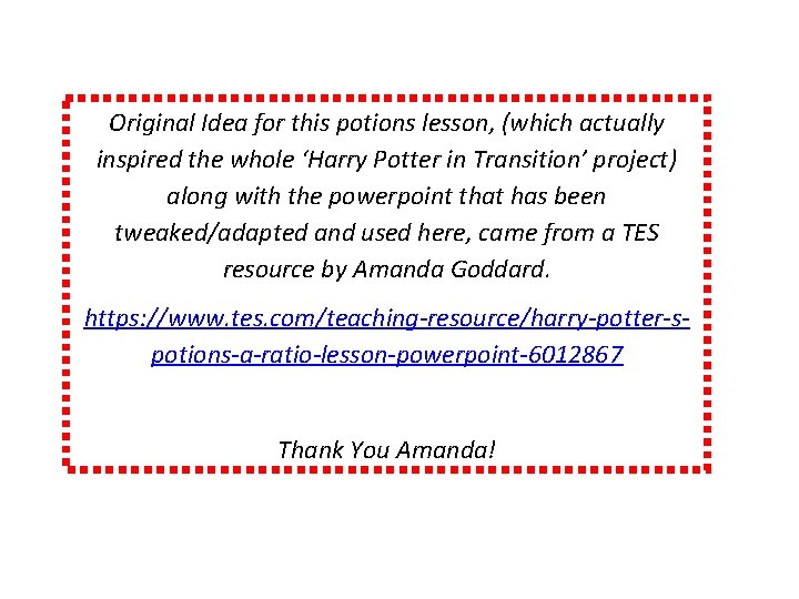 Original Idea for this potions lesson, (which actually inspired the whole ‘Harry Potter in