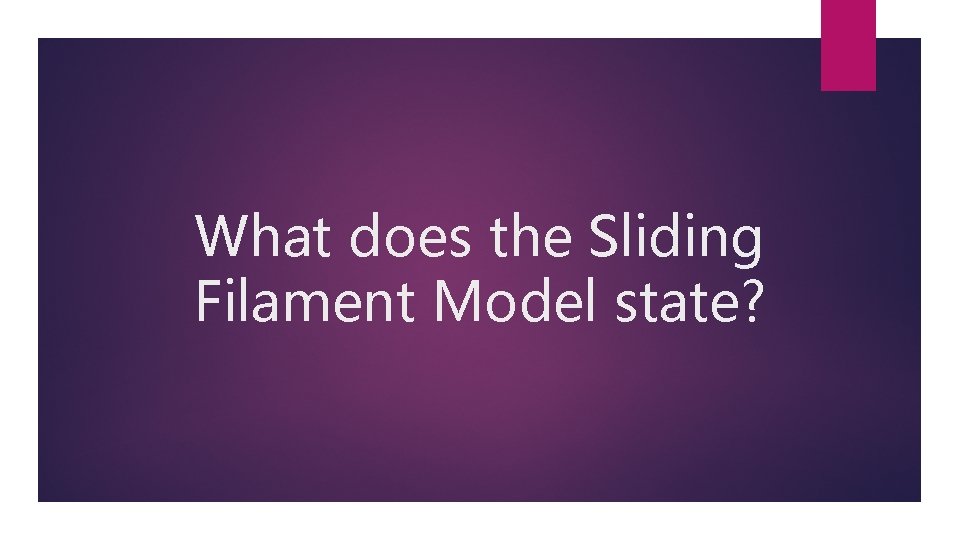 What does the Sliding Filament Model state? 