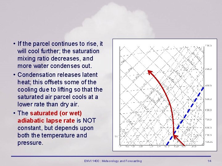  • If the parcel continues to rise, it will cool further; the saturation