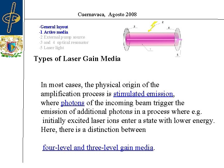 Cuernavaca, Agosto 2008 -General layout -1 Active media -2 External pump source -3 and